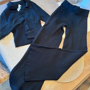 Aerie Black Ribbed Knit Set